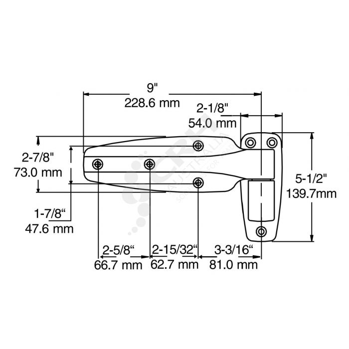 Kason 1245 Series Self Closing Cam Rise Hinge - 48mm Offset