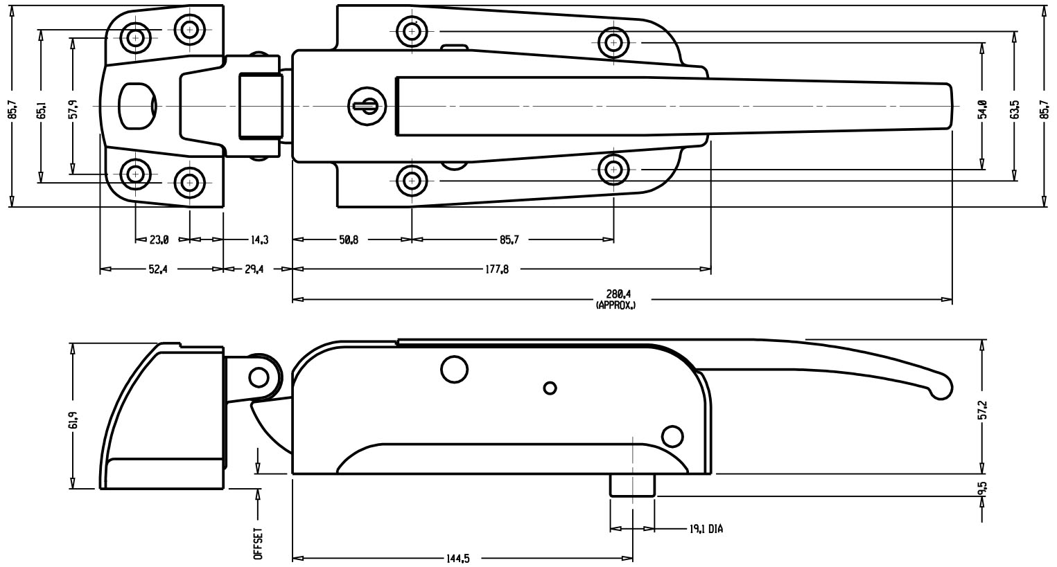 Kason 56 Series Latch With Lock and Keys