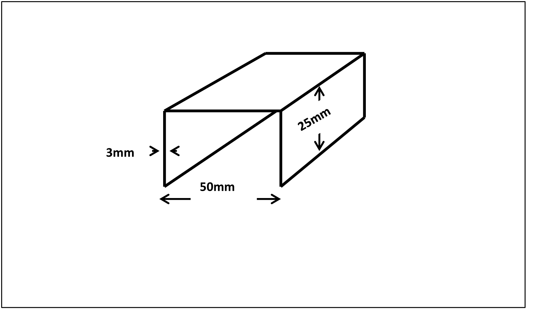 Aluminium Door Channel 50mm x 25mm x 3mm x 3.25m length