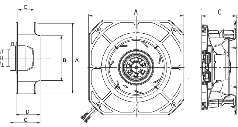 Radial Fan Backward Curve EC Centrifugal Fan 175mm 24V DC