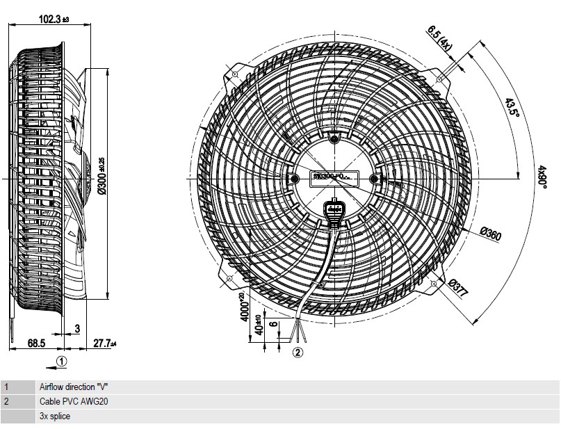 Axial Fan - 300mm - 1PH EC with Guard (Induced) Plastic Blade