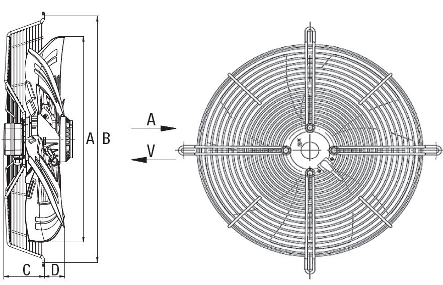 Axial Fan 350mm - 1PH EC with Guard (Induced) Plastic Blade