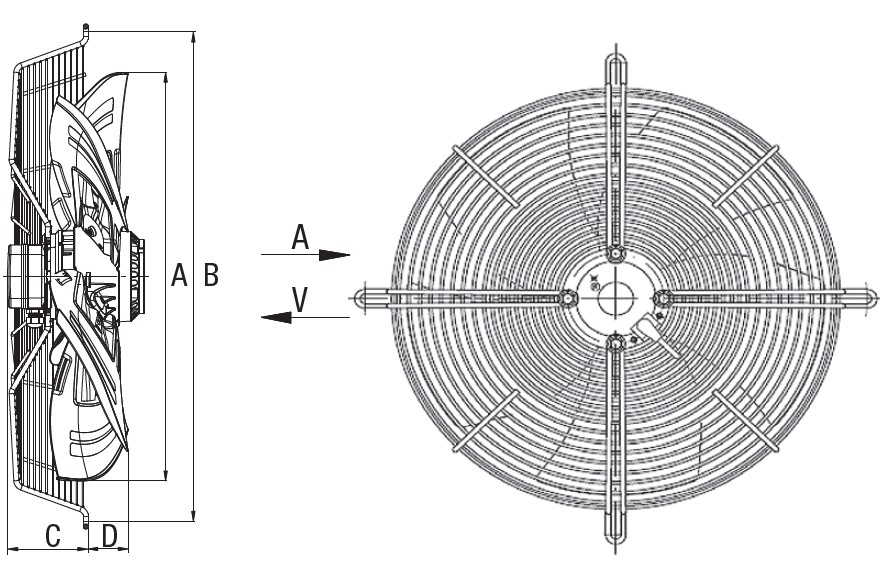 Axial Fan 300mm -1PH 4 Pole w/ Guard (Induced) Plastic Blade