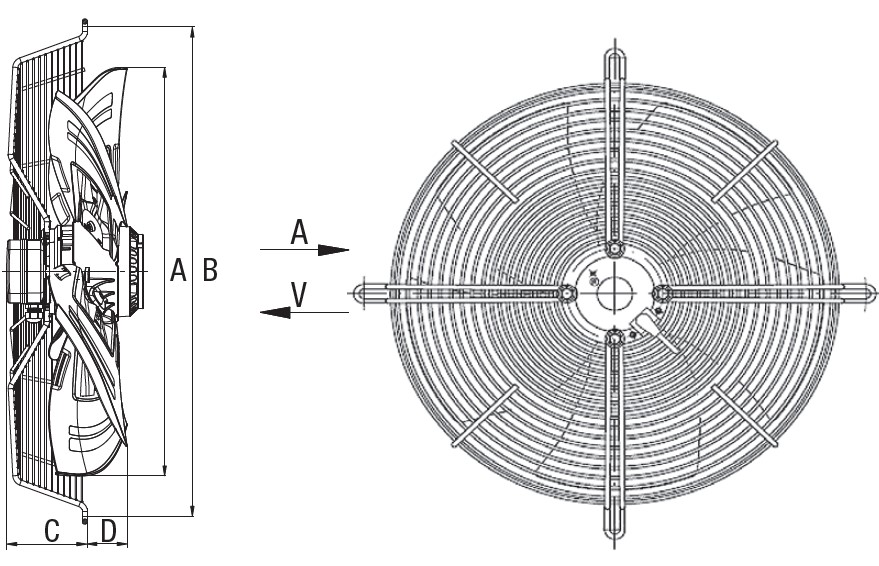 Axial Fan 400mm - 1PH 4 Pole w/ Guard (Induced) Metal Blade