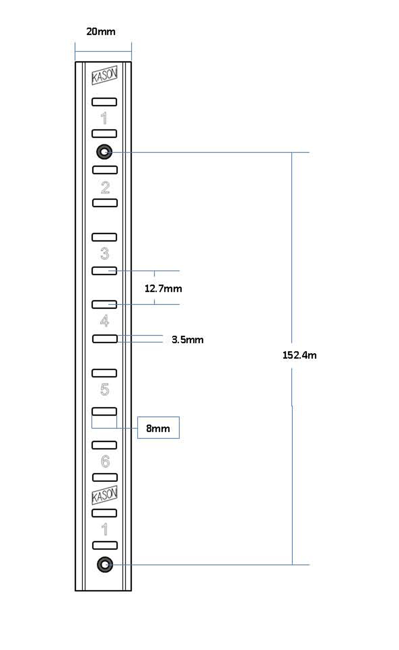 Kason Aluminium Shelving Strip 6ft (1830mm) Length 