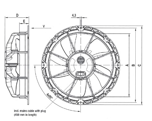 Energy Saving Motor Axial Fan 172mm - Wall Ring
