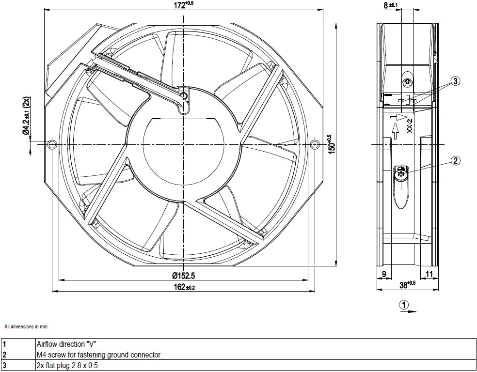 Compact Axial Fan - 230V - 1~2 Pole - 142mm