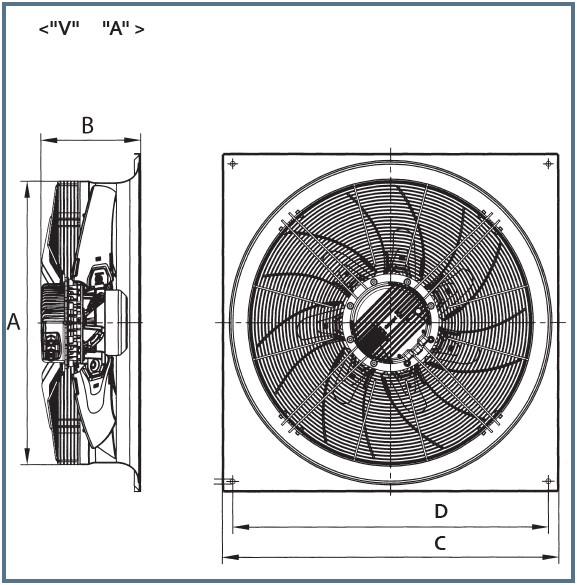 Axiblade - 800mm - 3PH 0-10V EC - w/ Square Plate (Induced)