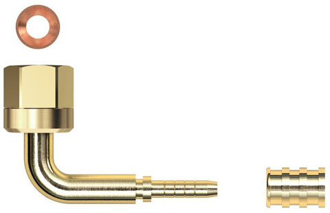 90° Elbow Connector x 1/4" F/Flare - 4mm hose, Pack of 10