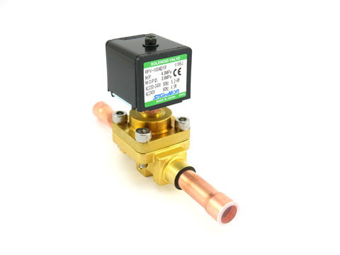 Saginomiya RPV Series solenoid valves are suitable for R410A. All valves are supplied with 240 Volt AC 50/60Hz coils and DIN connector (IP65). 