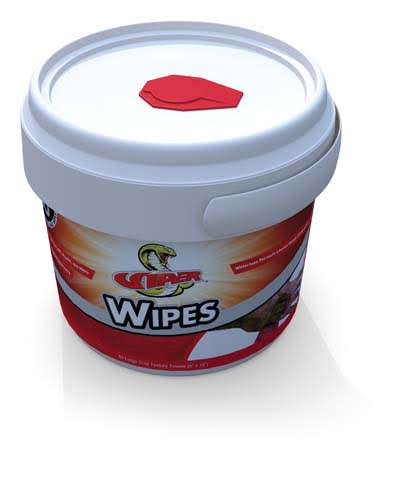 Viper wipes are strong, solution-soaked towels that will remove the toughest grease and grime, including mastics, caulking, adhesive and tree sap. Rub hands with the towel until all soils are removed and then allow hands to dry. No water rinse is needed.